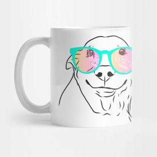 happy smiling dog with rainbow glasses Mug